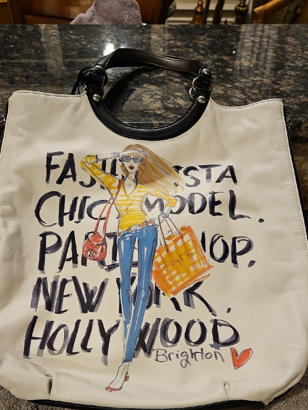 Brighton White Fashion Illustration Tote Bag